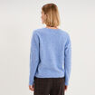 Pull col V ajour&eacute; manches longues bleu ciel femme
