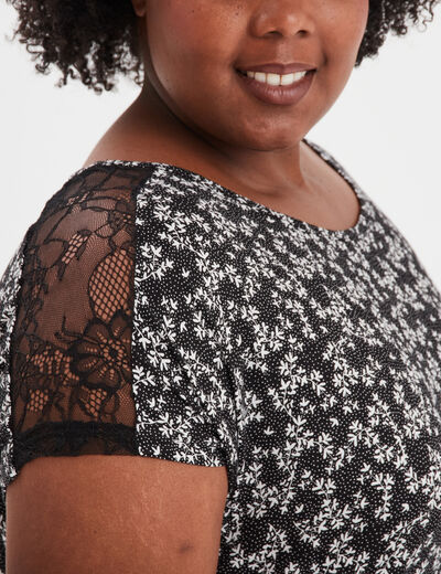 Chemise de nuit manches courtes noir femme grande taille