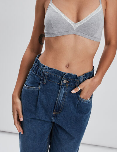 Soutien-gorge triangle coton à coque gris femme