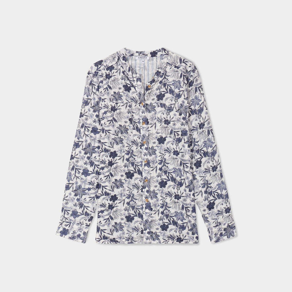 Chemise manches longues col mao ecru femme
