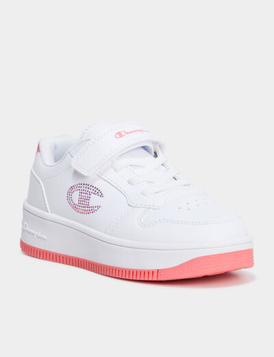 Tennis basses à scratchs Champion orange corail fille