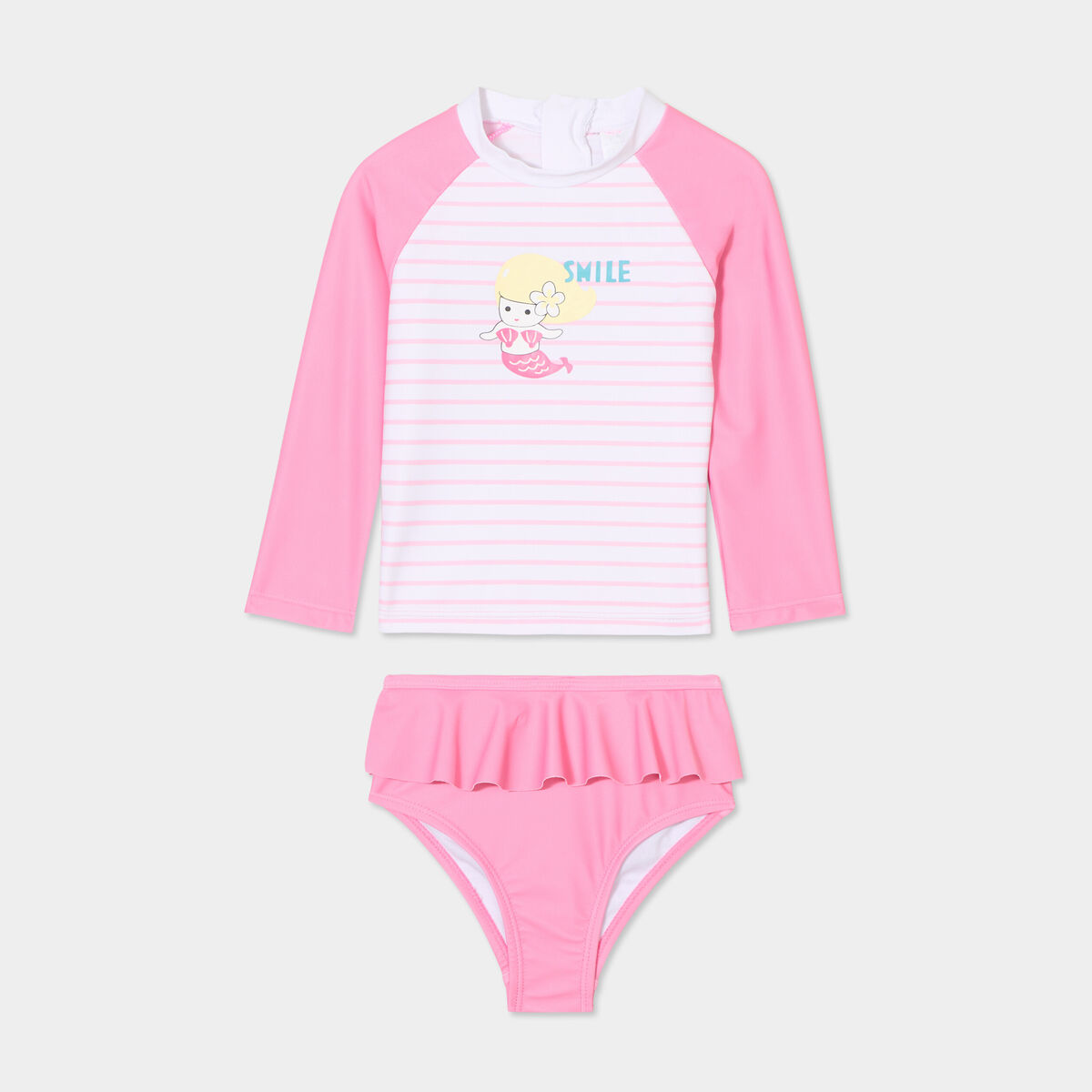 Ensemble de bain t-shirt et culotte rose bébé fille
