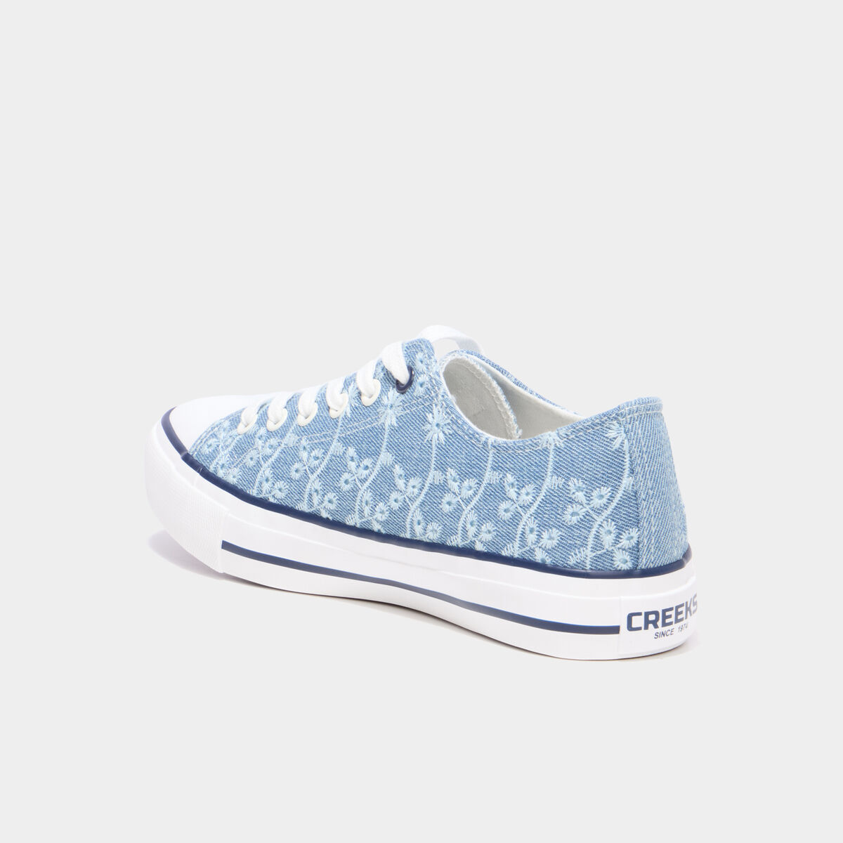 Tennis basses en toile &agrave; lacets bleu marine femme