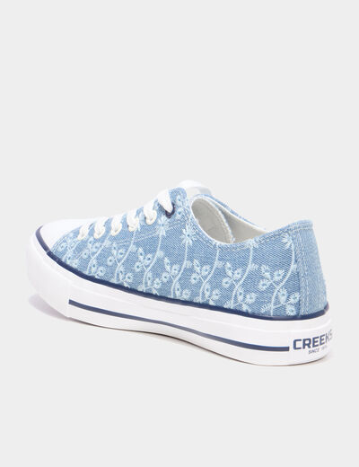 Tennis basses en toile &agrave; lacets bleu marine femme