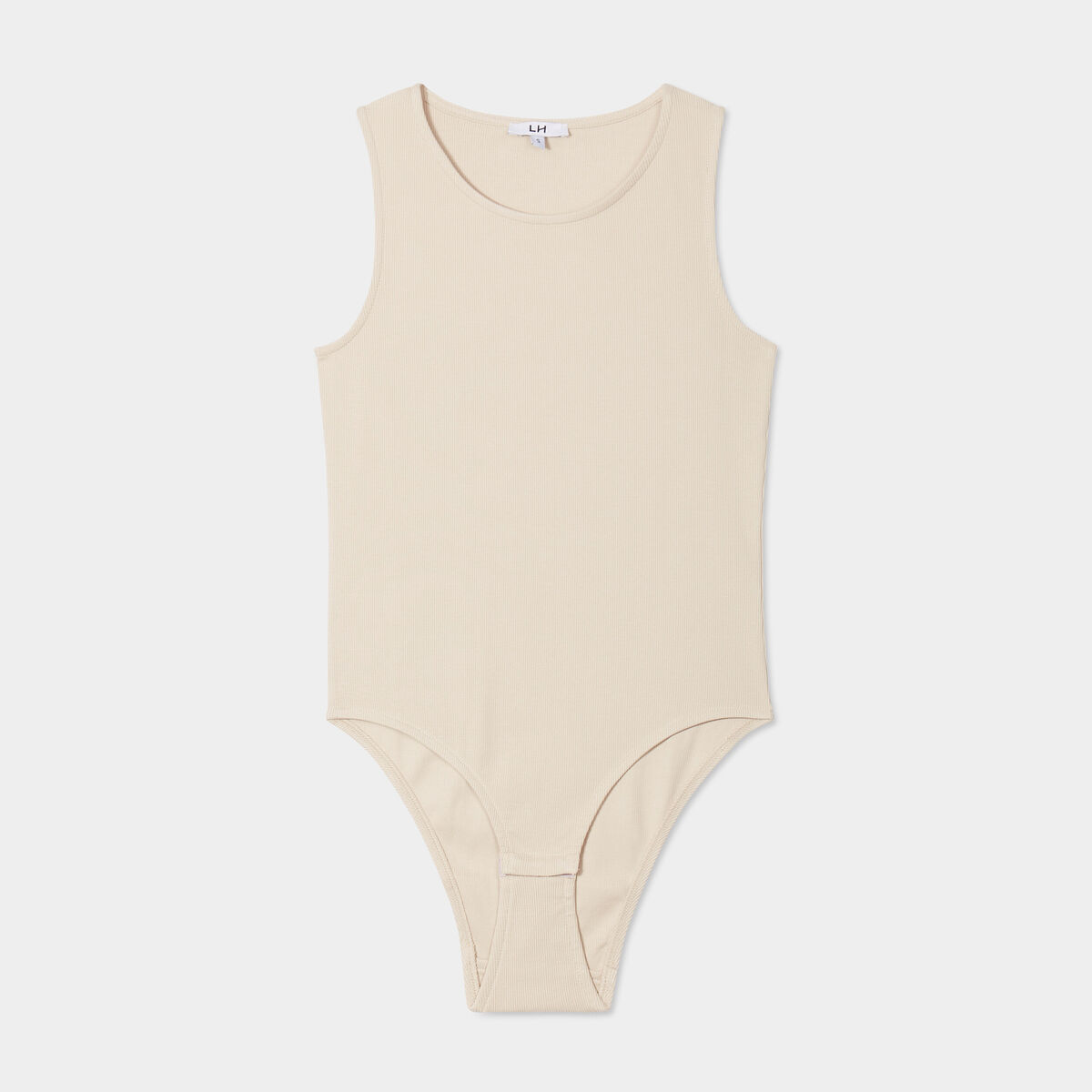 Body sans manches côtelé coton beige femme