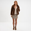 Gilet boutonn&eacute; col en V beige femme