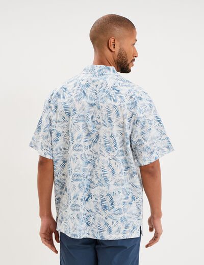 Chemise en coton manches courtes bleu homme