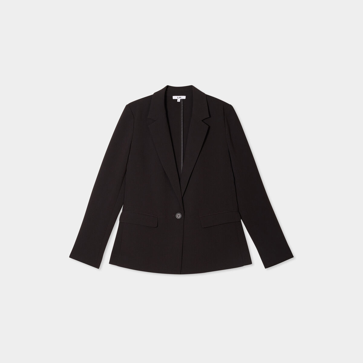 Veste blazer droite manches longues noir femme