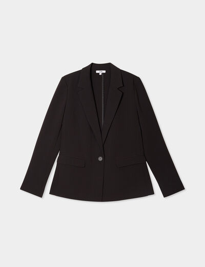 Veste blazer droite manches longues noir femme