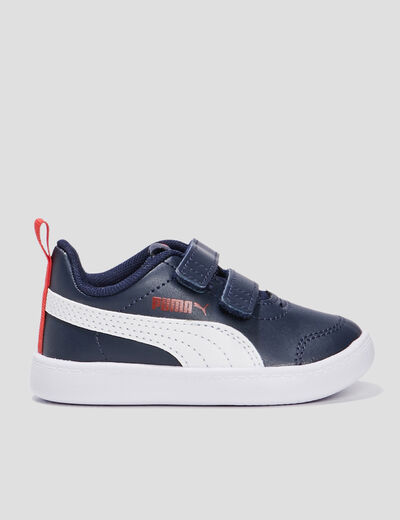 Tennis à scratchs Puma Courtflex bleu marine bébé garçon