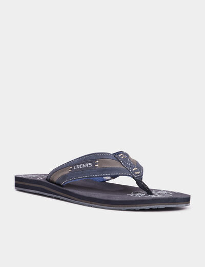 Mules plates bleu marine homme