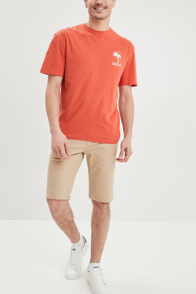 Bermuda droit stretch 5 poches coton sable homme