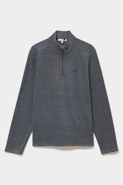 Sweat polaire col camionneur gris argent homme