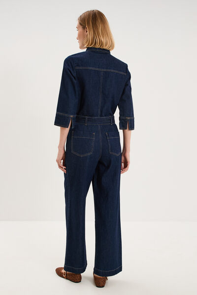 Combinaison pantalon large denim 3/4 denim brut femme
