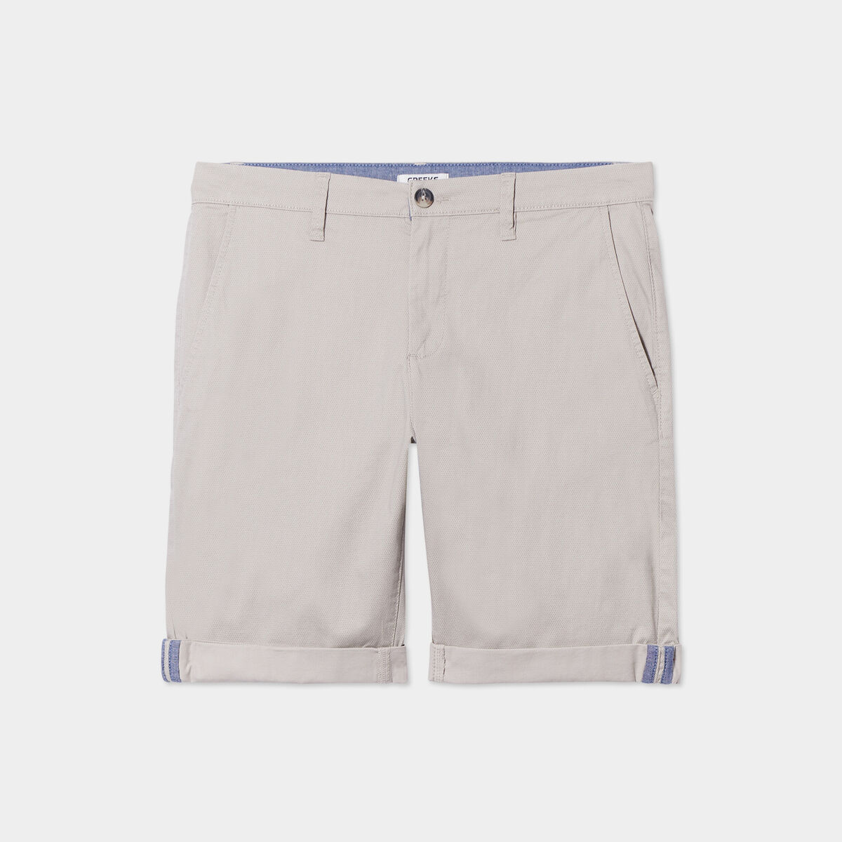 Bermuda short chino droit coton stretch creme homme