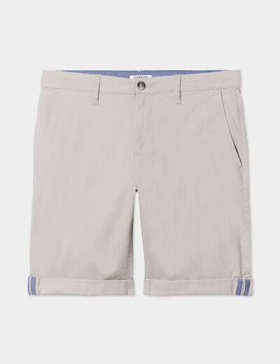 Bermuda short chino droit coton stretch creme homme