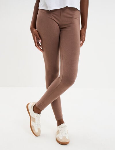 Legging taille haute marron cognac femme