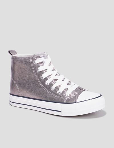 Tennis montantes à lacets Creeks gris argent femme