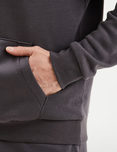 Sweat molleton à capuche hoodie gris foncé homme