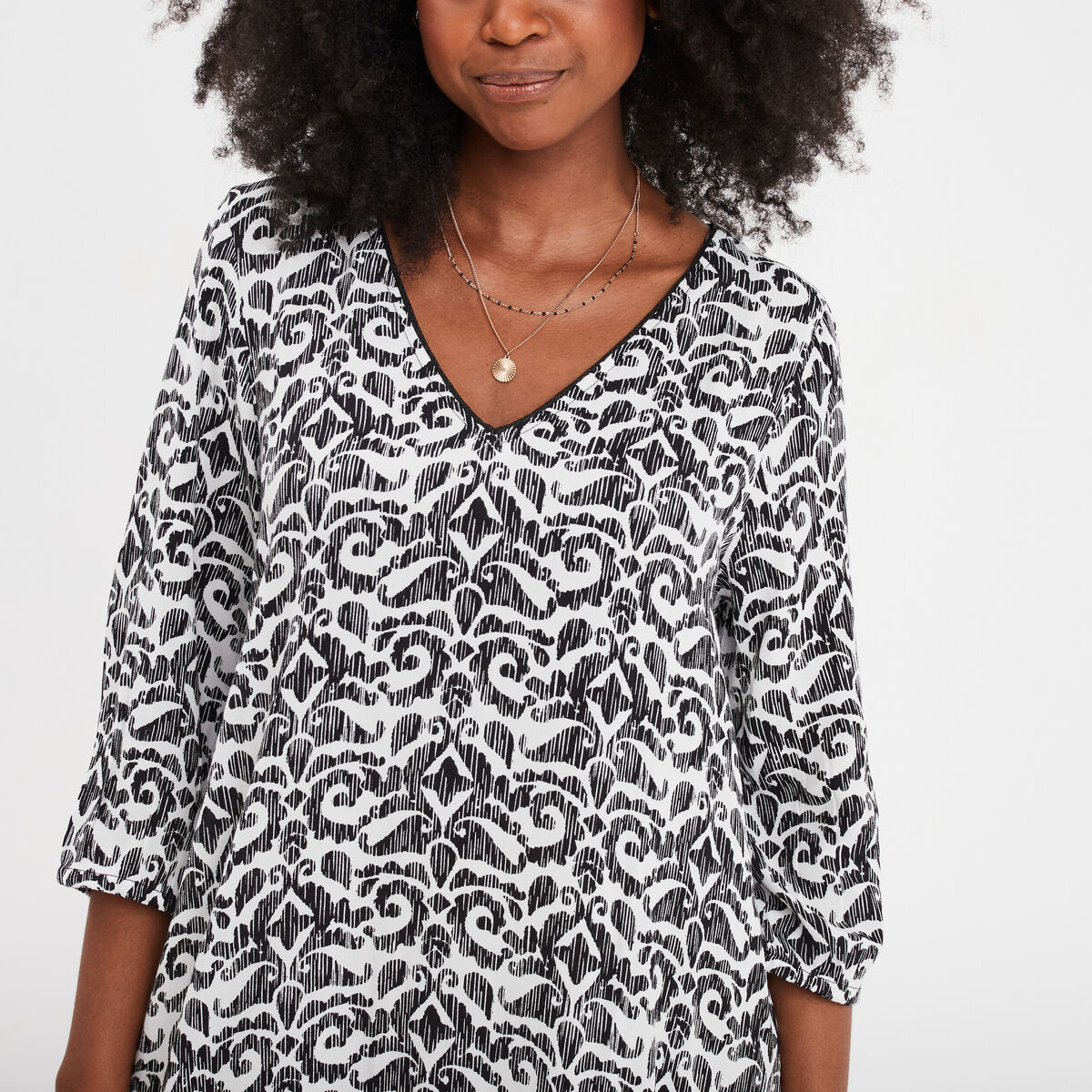 Robe courte trapèze Liberto ecru femme
