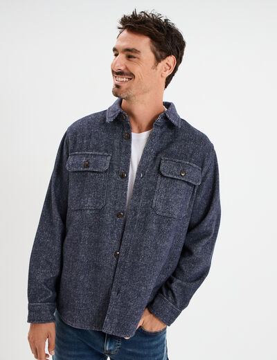 Surchemise manches longues bleu marine homme