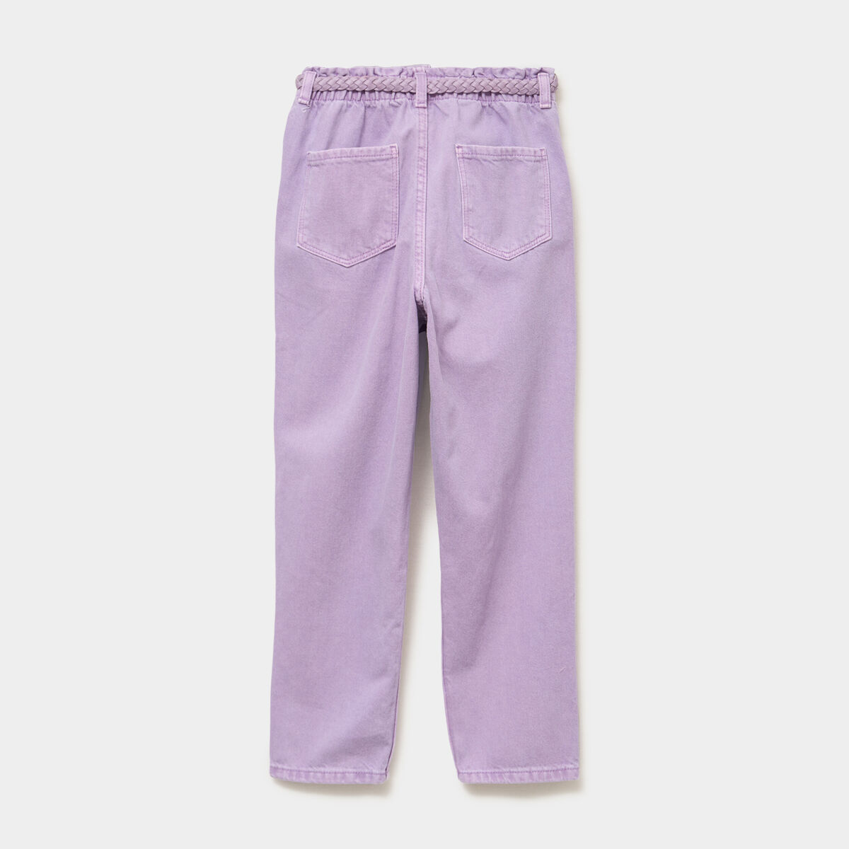 Pantalon mom taille &eacute;lastiqu&eacute;e mauve fille