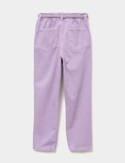 Pantalon mom taille &eacute;lastiqu&eacute;e mauve fille