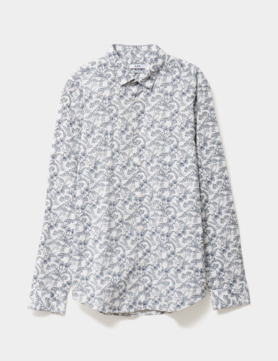 Chemise ajust&eacute;e manches longues ecru homme