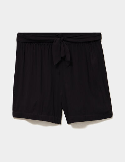 Short fluide ceintur&eacute; noir femme grande taille