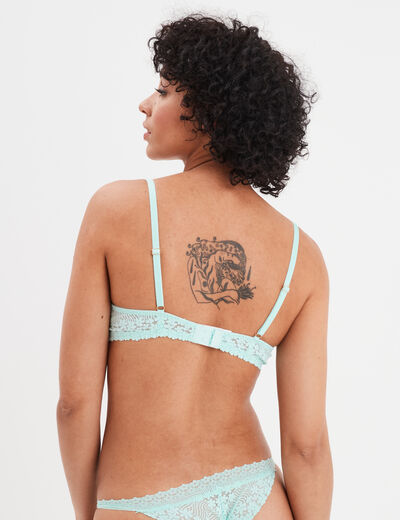 Soutien-gorge corbeille paddé dentelle bleu turquoise femme