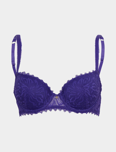 Soutien-gorge corbeille paddé dentelle violet foncé femme