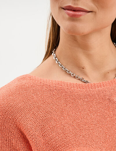 Pull manches longues rose corail femme