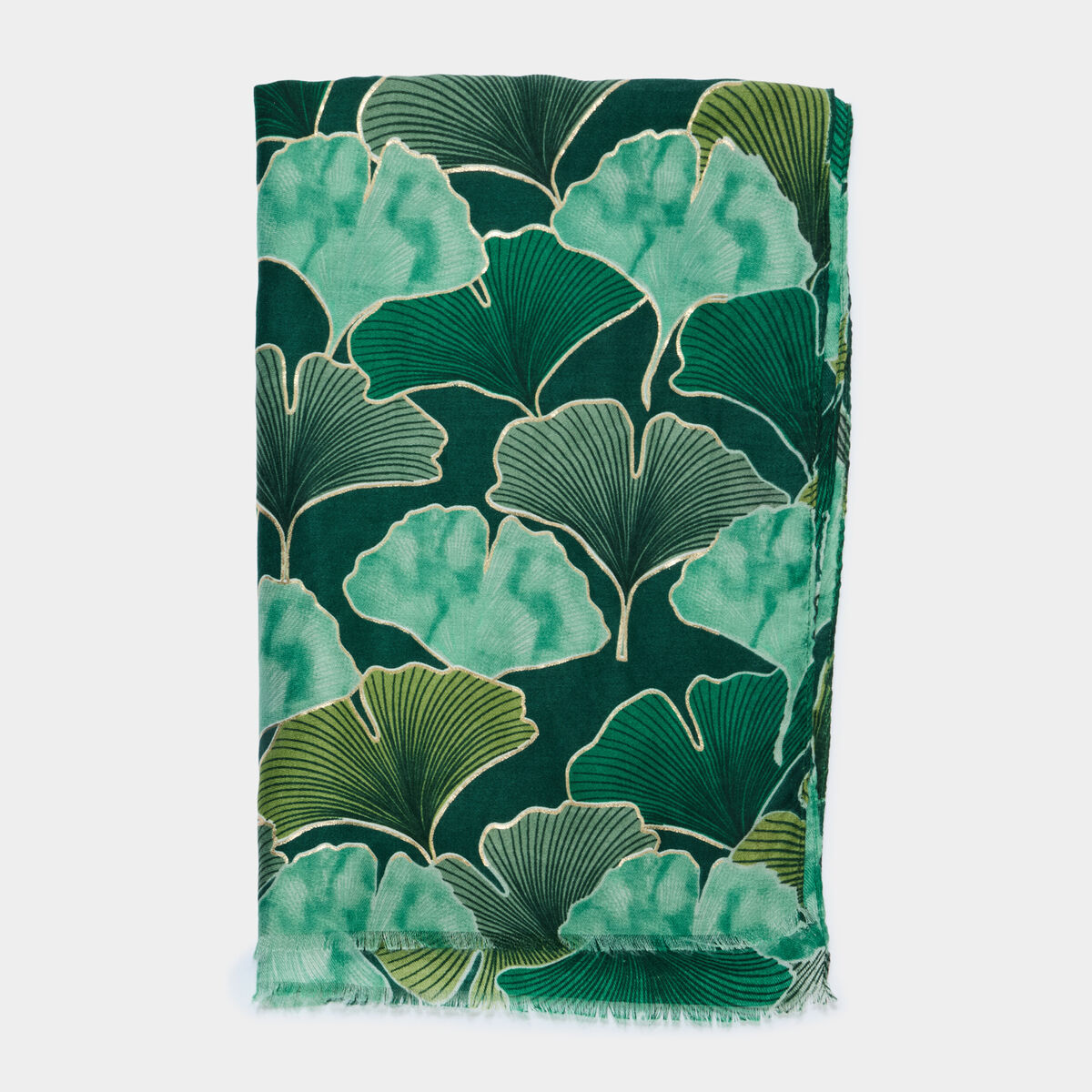 Foulard bords &agrave; franges fines vert femme