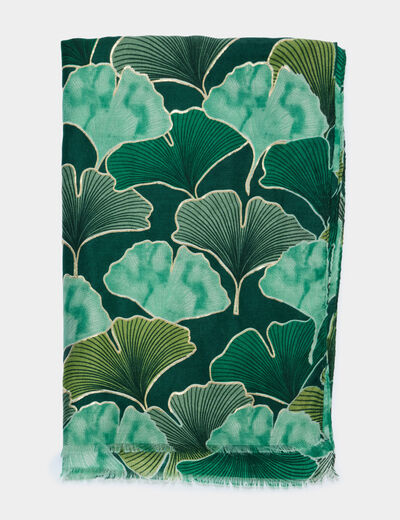 Foulard bords &agrave; franges fines vert femme