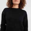 Pull col rond aspect laineux noir femme