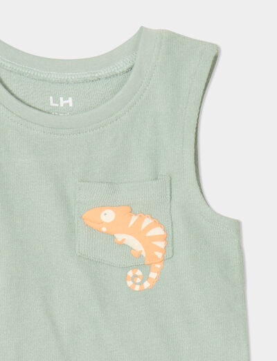 Ensemble 2 pièces débardeur short coton vert pastel bébé garçon