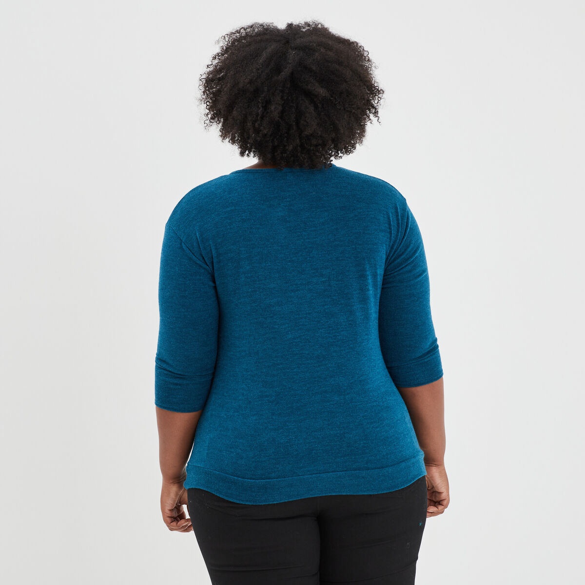 Pull avec détail bijou bleu canard femme grande taille