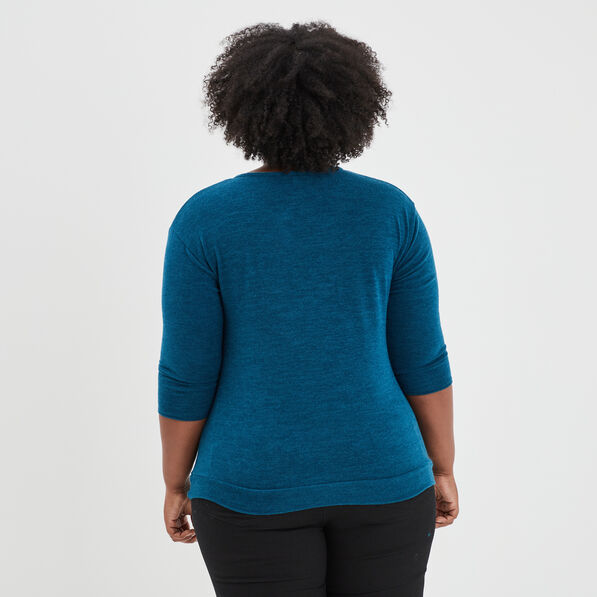 pull avec detail bijou bleu canard femmegt Pull avec détail bijou bleu canard femme grande taille