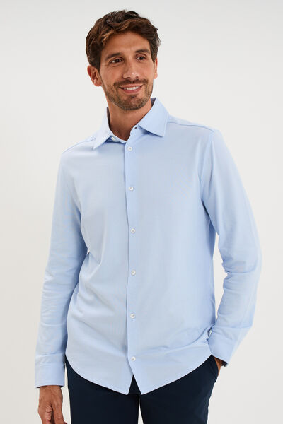 Chemise droite &agrave; manches longues bleu ciel homme