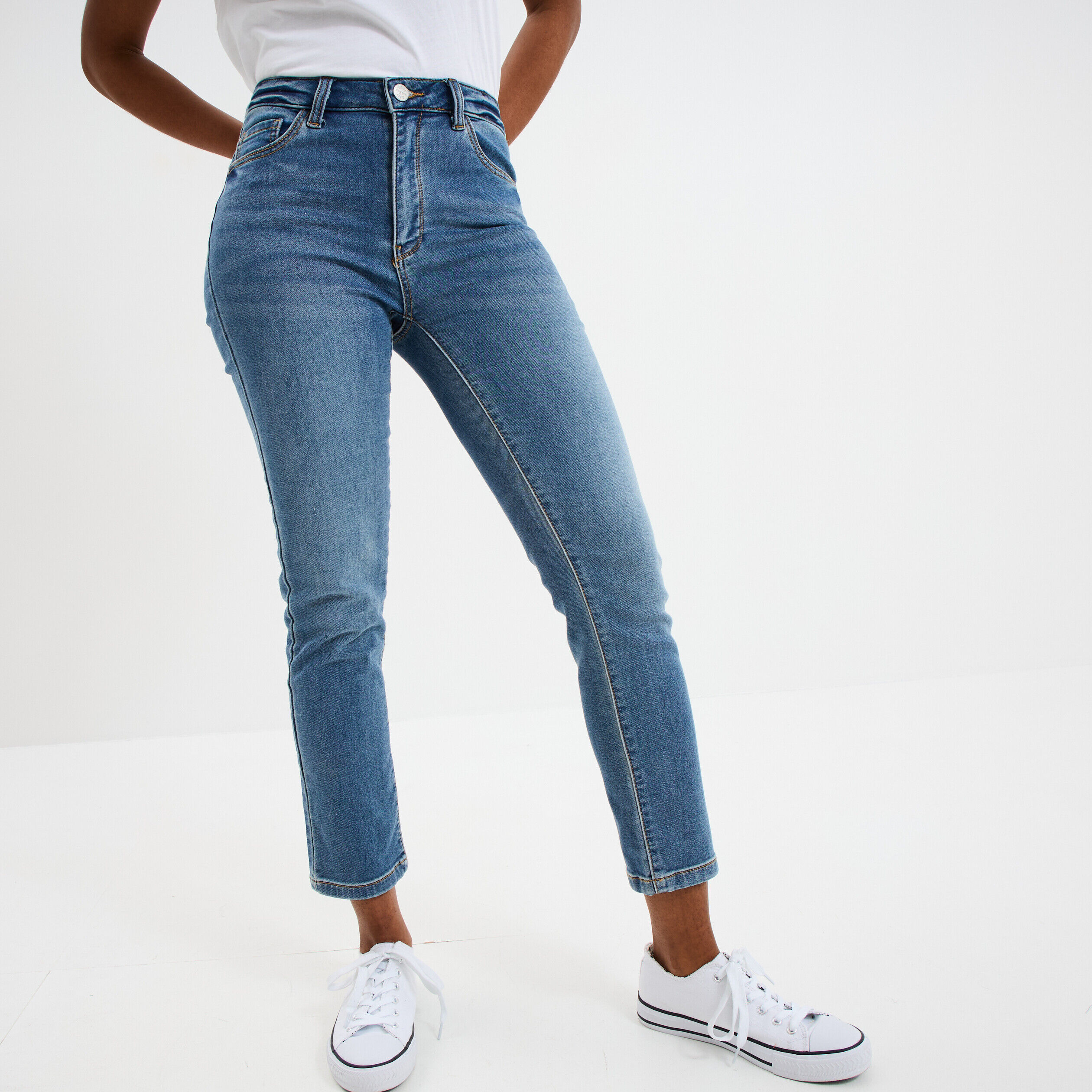 Jean stretch slim 7/8 ème denim stone femme CREEKS