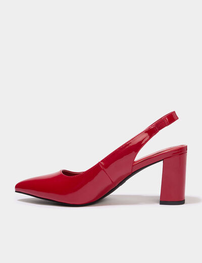 Escarpins &agrave; talons bouts pointus rouge femme