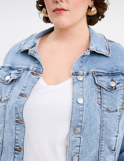 Veste en jean boutonnée Creeks denim double stone femme grande taille