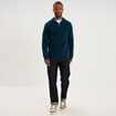 Pull avec col camionneur c&ocirc;tel&eacute; bleu canard homme