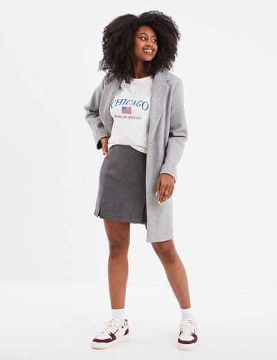 T-shirt cropped ajusté broderie Creeks blanc femme