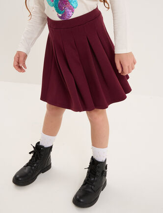 Jupe courte patineuse plissée bordeaux fille