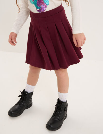 Jupe courte patineuse plissée bordeaux fille