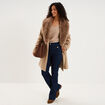 Pull droit &agrave; sequins et col en V beige femme