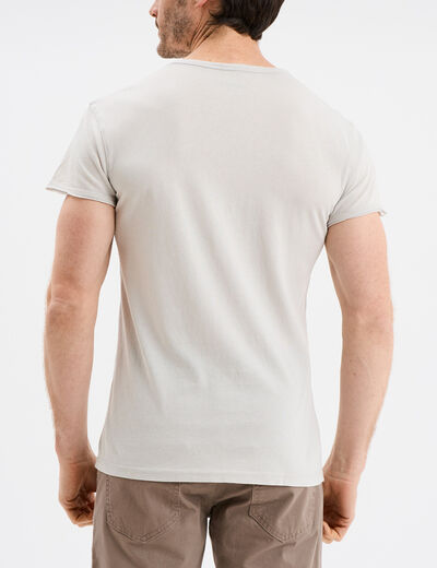 T-shirt col tunisien manches courtes gris clair homme