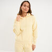 Sweat hoodie molleton &agrave; capuche jaune clair femme