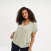 Blouse col en V manches courtes vert kaki femme grande taille